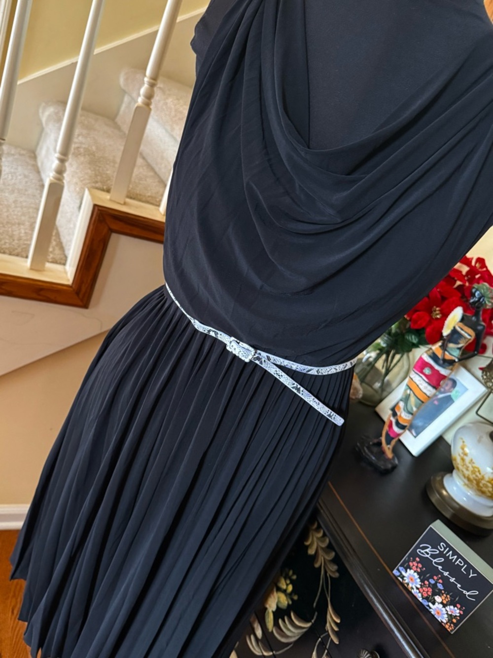 Jones New York Classic Black Draped Pleated Women's Dress - Picture 8 of 13